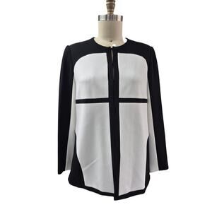 Carlisle Long Black/White Suit Jacket Coat Sz 14 NWOT